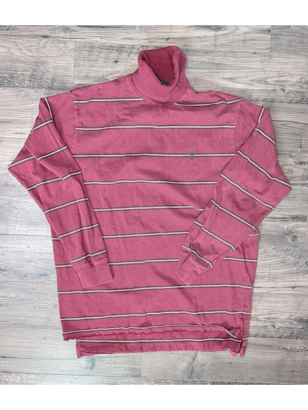 vintage polo ralph lauren turtleneck sweater men Red Stripe Large